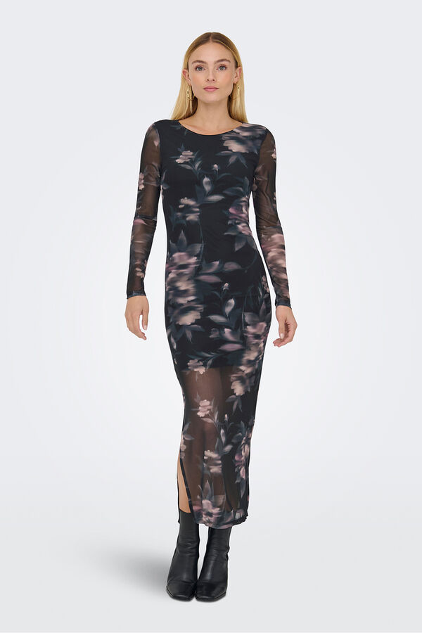 Only Vestido longo semitransparente cinzento