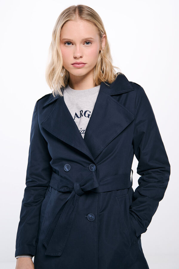 Springfield Gabardina cintur&oacute;n azul