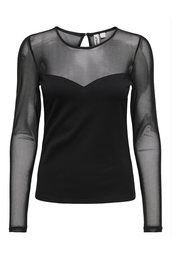 Only Top ajustado semitransparente negro