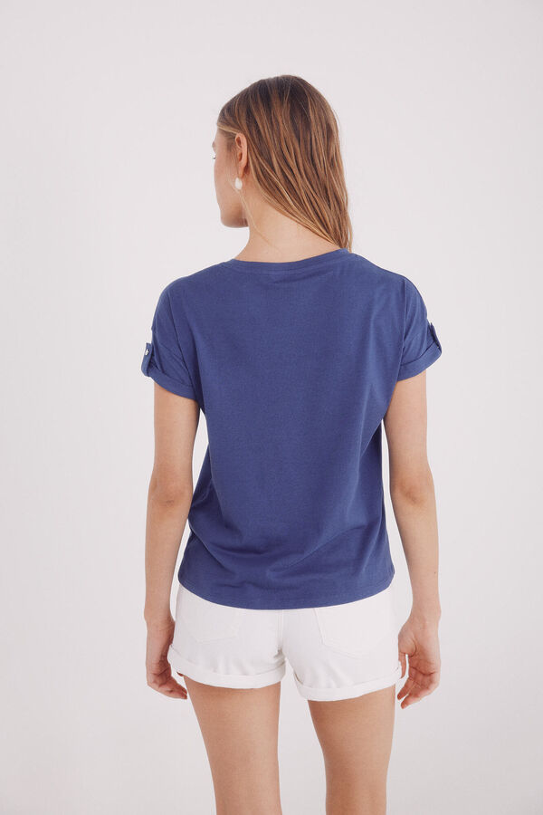 Springfield Camiseta gr&aacute;fica com manga azul