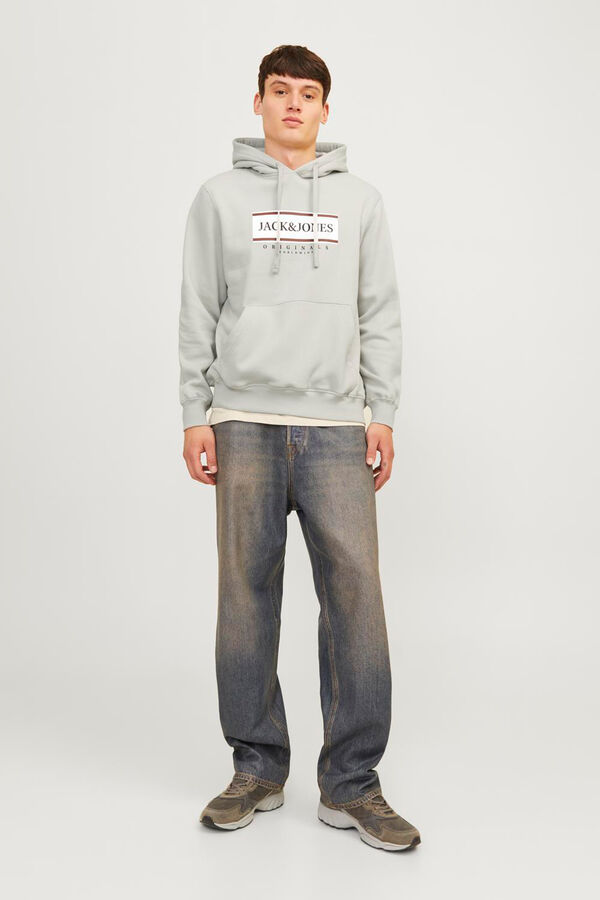 Jack & Jones Moletom com logo e Sweatshirt regular cinzento