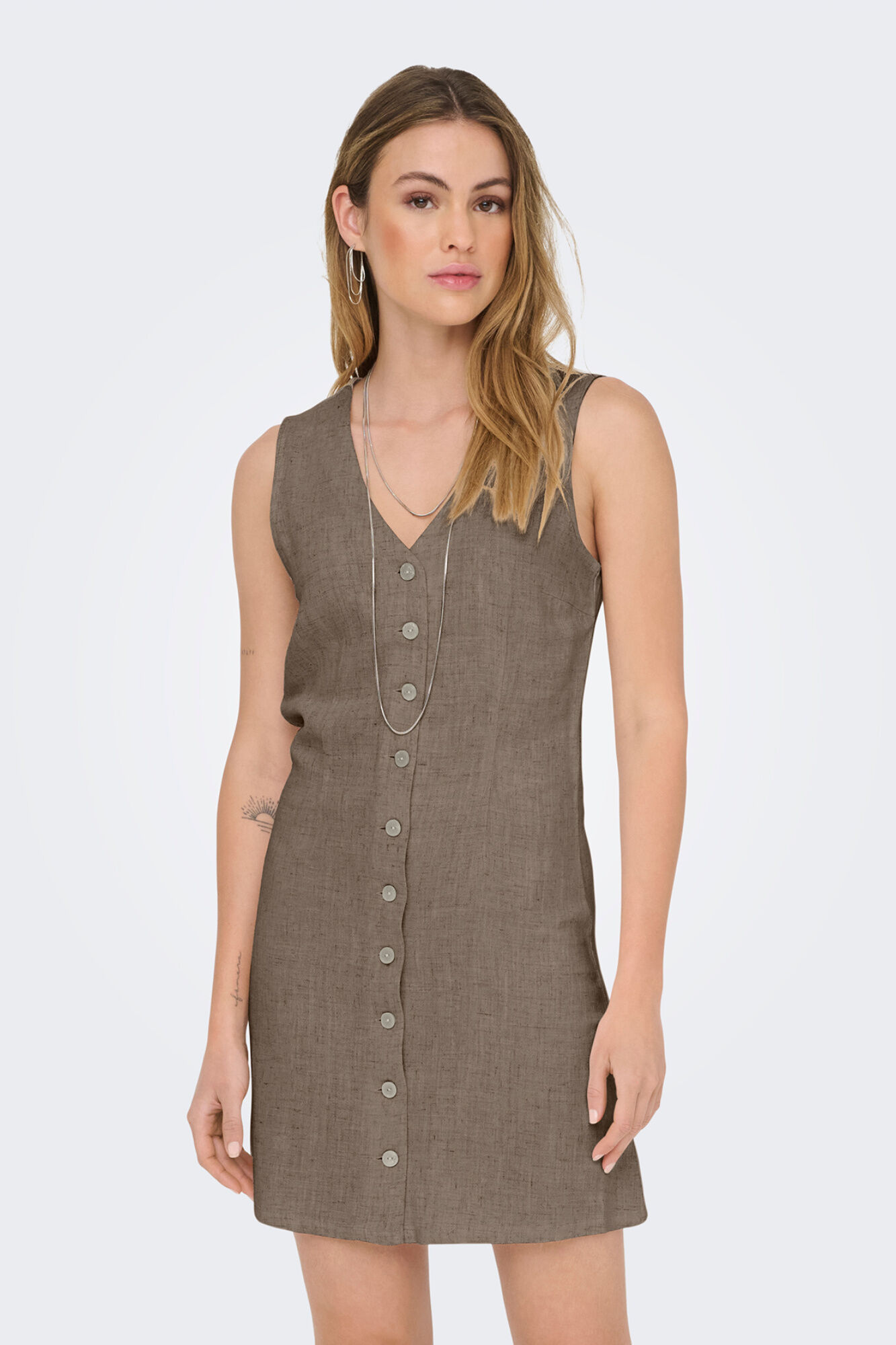 Only Vestido curto de linho