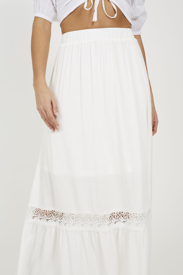 Brave Soul Falda larga con encaje blanco