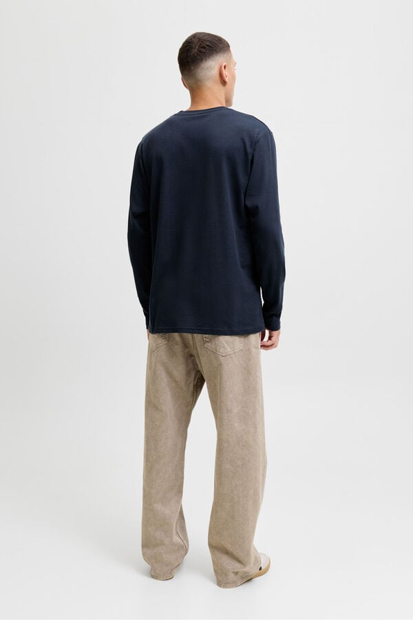 Jack & Jones T-shirt comprida com logo azul