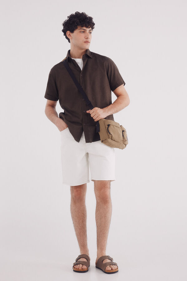 Springfield Bermuda vaquera blanco lavada regular fit estampado