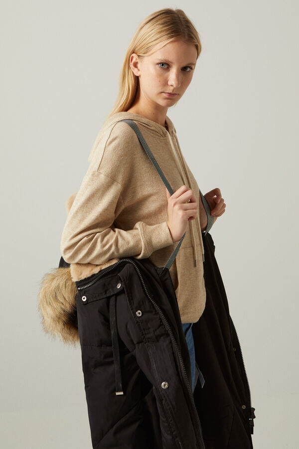 springfield Abrigo plumas largo repelente al agua negro