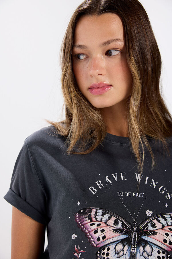 Springfield Camiseta gr&aacute;fica algod&oacute;n gris