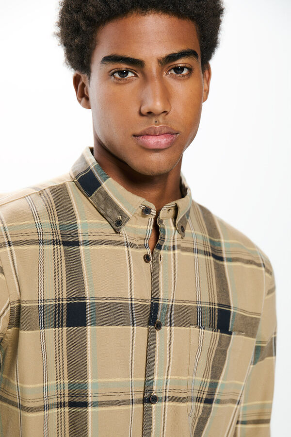 Springfield Camisa cuadros beige