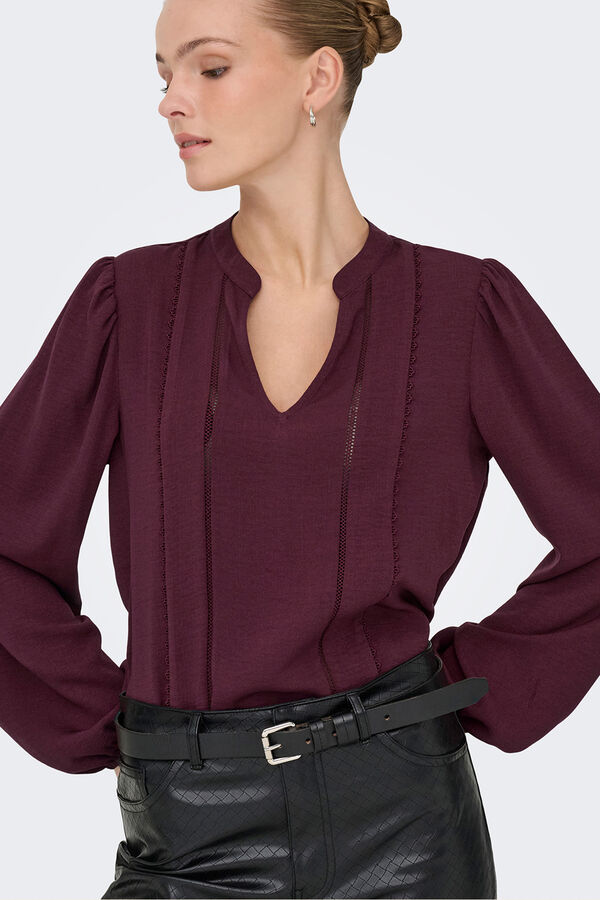 JDY Blusa manga larga fluida rojo