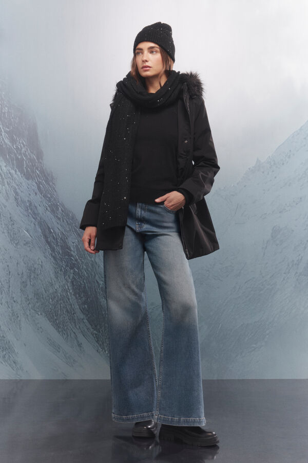 Springfield Parka capucha pelo Sorona Aura negro