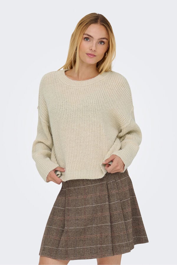 Only Jersey de cuello redondo beige