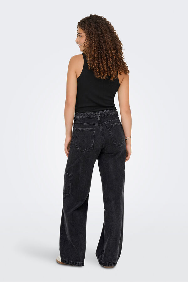 Only Jeans wide cargo negro