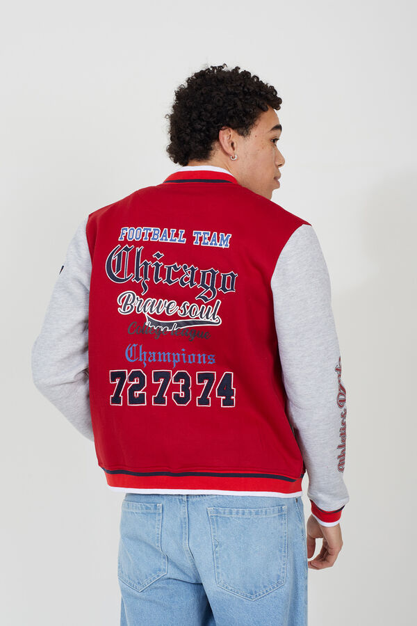 Brave Soul Jaqueta de beisebol com bordado vermelho