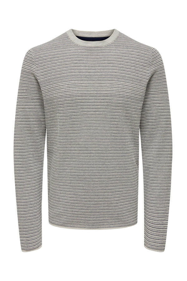 Only & Sons Jersery cuello redondo cl&aacute;sico gris