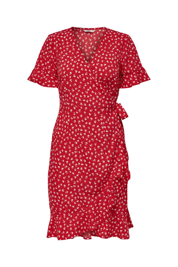 Only Vestido curto cruzado vermelho