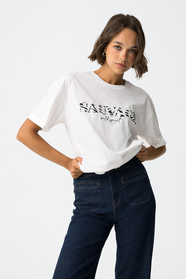 Tiffosi Camiseta Relaxed con Estampado de Cebra blanco