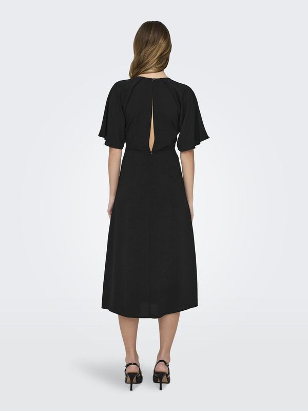 JDY Vestido midi decote V abertura preto