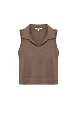 Koton Chaleco de corte est&aacute;ndar con cuello polo marr&oacute;n