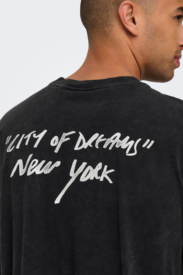 Only & Sons Camiseta manga curta com estampa nas costas preto