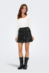 Only Falda corta de plumas y lentejuelas negro