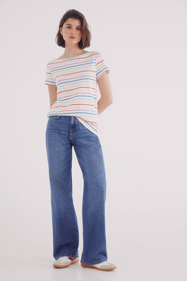 Springfield Camiseta semi entallada cuello barco blanco