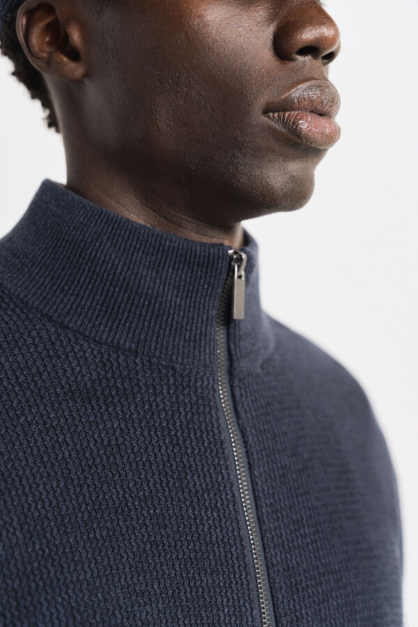 Springfield Casaco de malha fecho-&eacute;clair azul