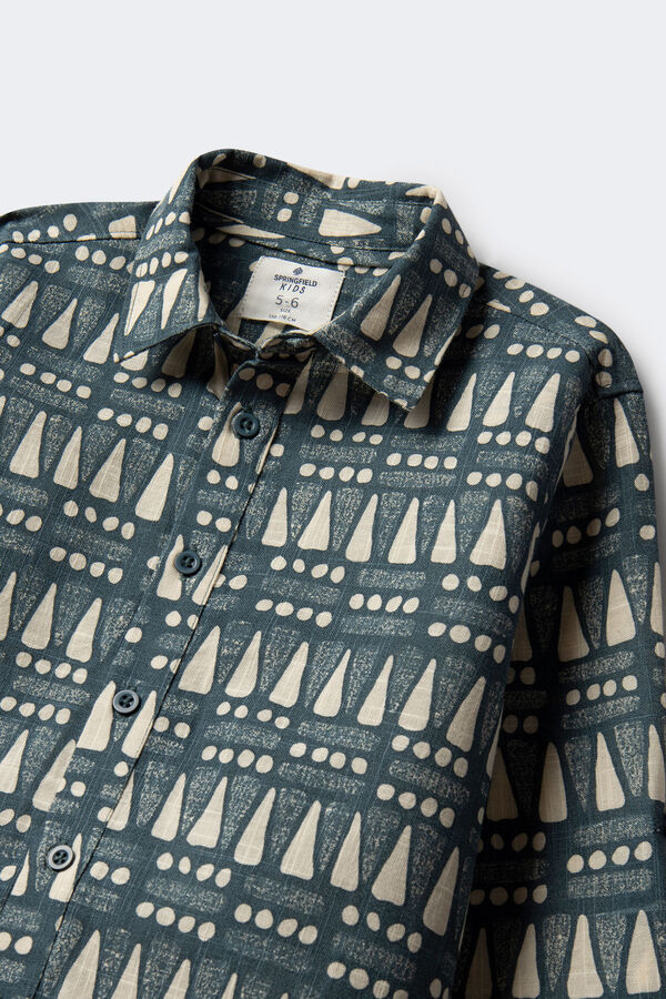 Springfield Kids Camisa étnica de menino verde