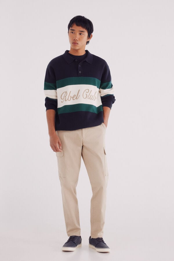 Springfield Pantal&oacute;n cargo slim fit beige
