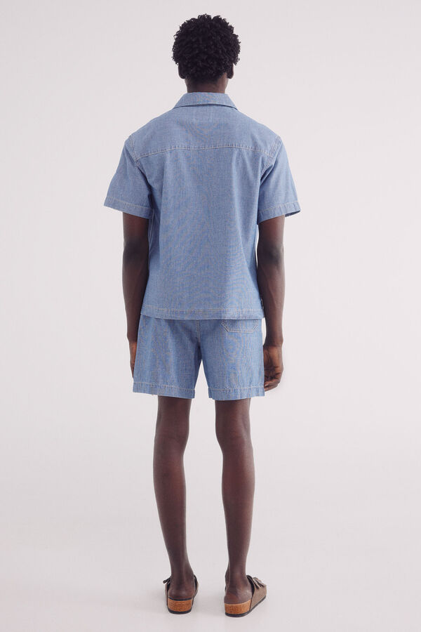 Springfield Bermuda jeans estilo praia larga azul