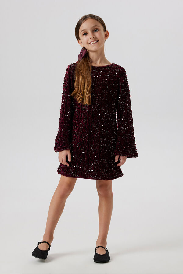 Name It Vestido de lentejuelas y terciopelo de ni&ntilde;a morado/lila