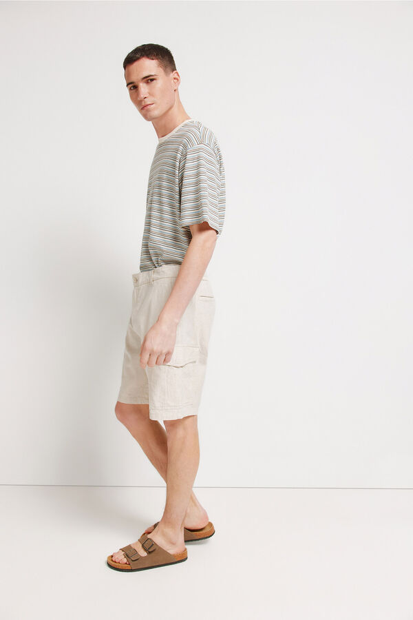 Springfield Bermuda lino carto comfort fit beige