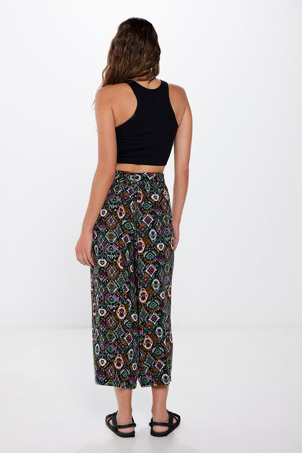 Springfield Calças culotte fluidas estampadas preto