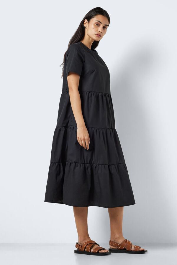 Noisy May Vestido midi de manga corta negro