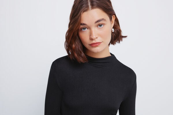 Springfield Camiseta cuello perkins tacto suave negro