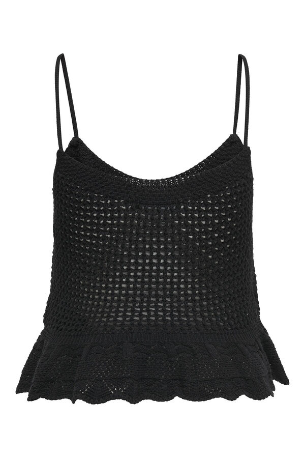Only Camiseta tirantes crochet negro