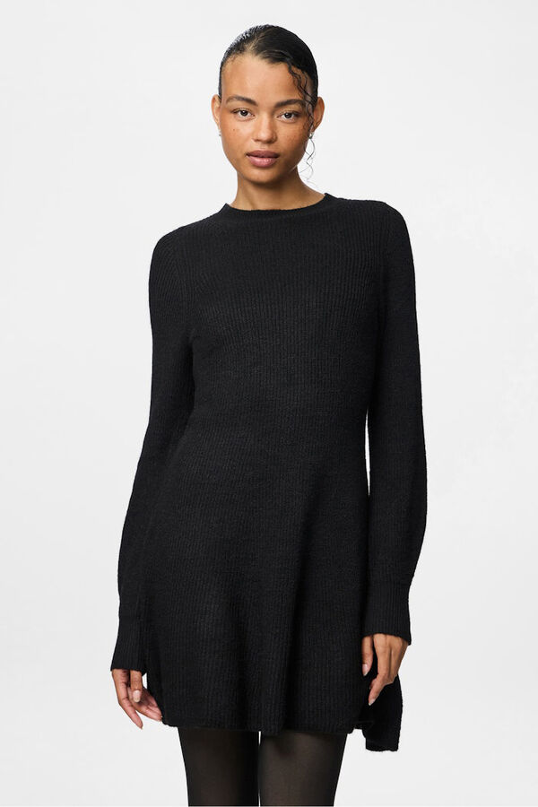 Pieces Vestido curto de malha com punhos preto