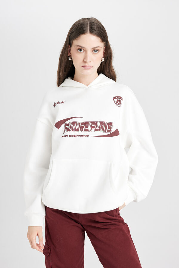 DeFacto Sweatshirt com capuz branco