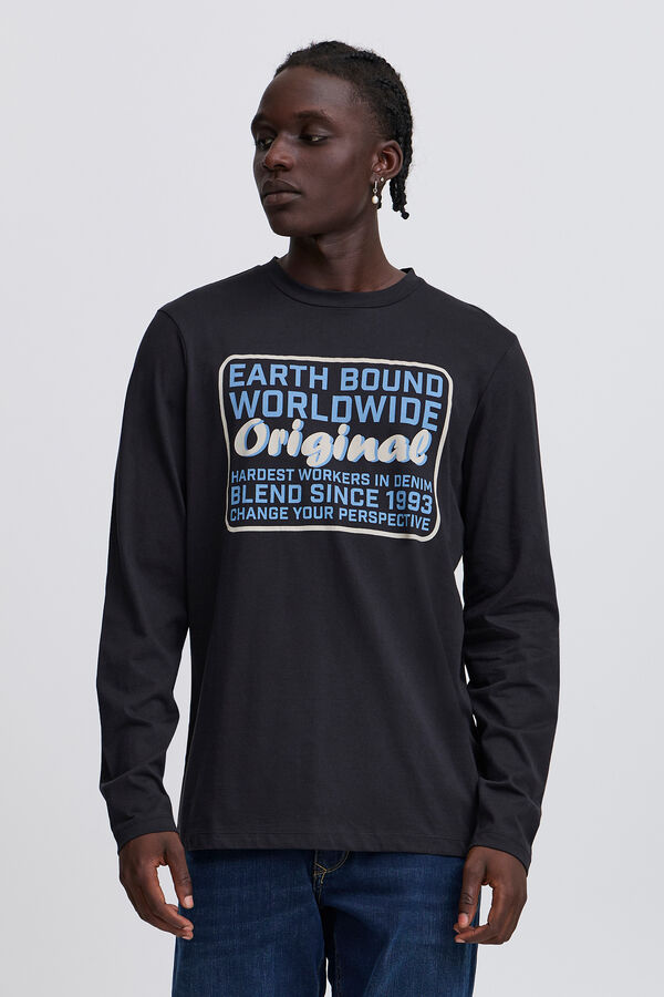 Blend Camiseta Manga Larga Print negro