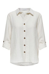 JDY Camisa de linho com manga ajust&aacute;veis branco