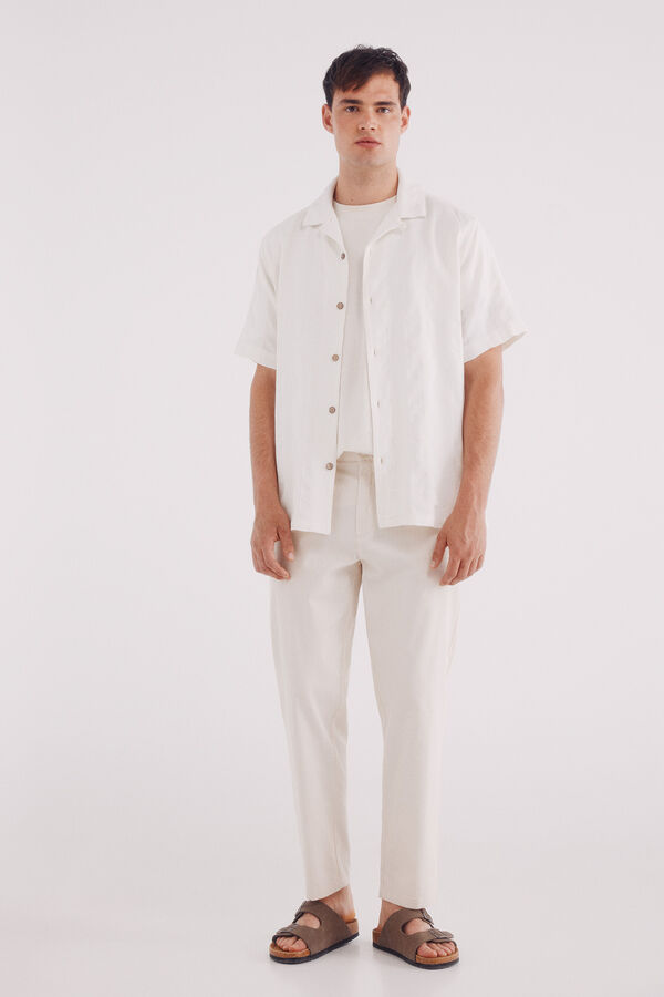 Springfield Camisa manga curta jacquard bege