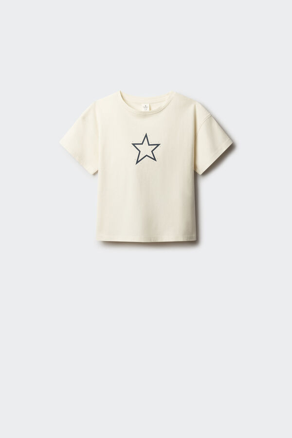 Springfield Kids Camiseta manga corta estrella ni&ntilde;a blanco