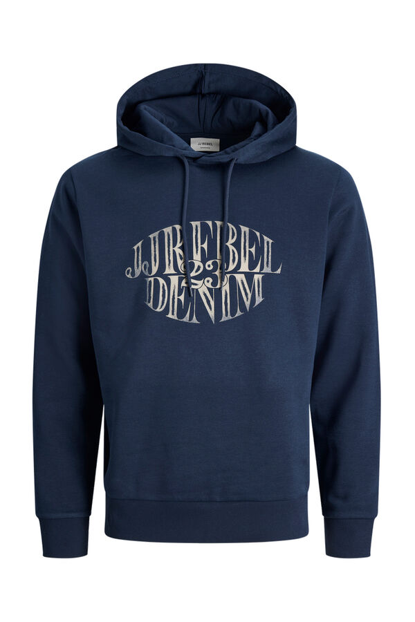 JJ REBEL Sweatshirt com capuz e estampado frontal azul