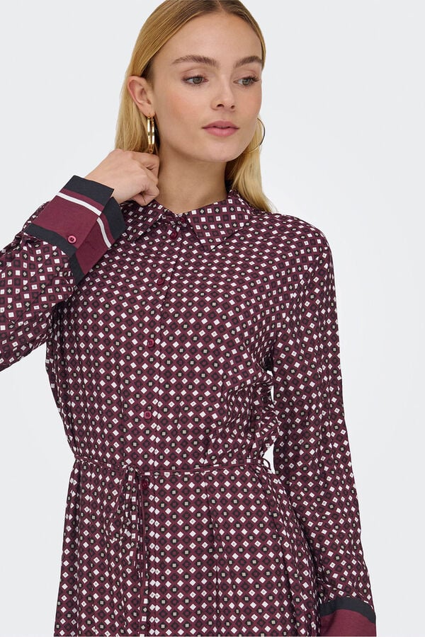 JDY Vestido midi camisero rojo