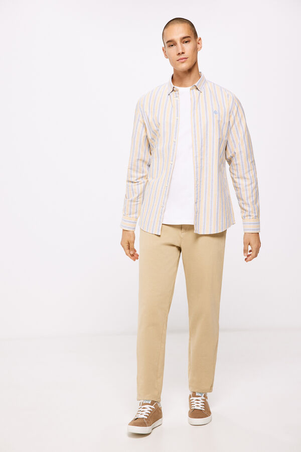 Springfield Camisa polera oxford rayas dorado