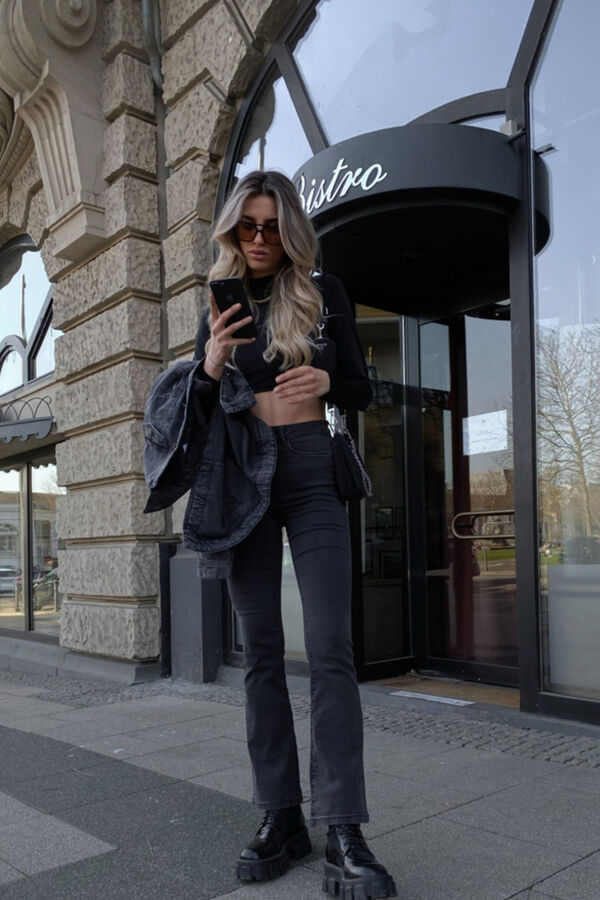 Noisy May Jeans Bootcut cinzento