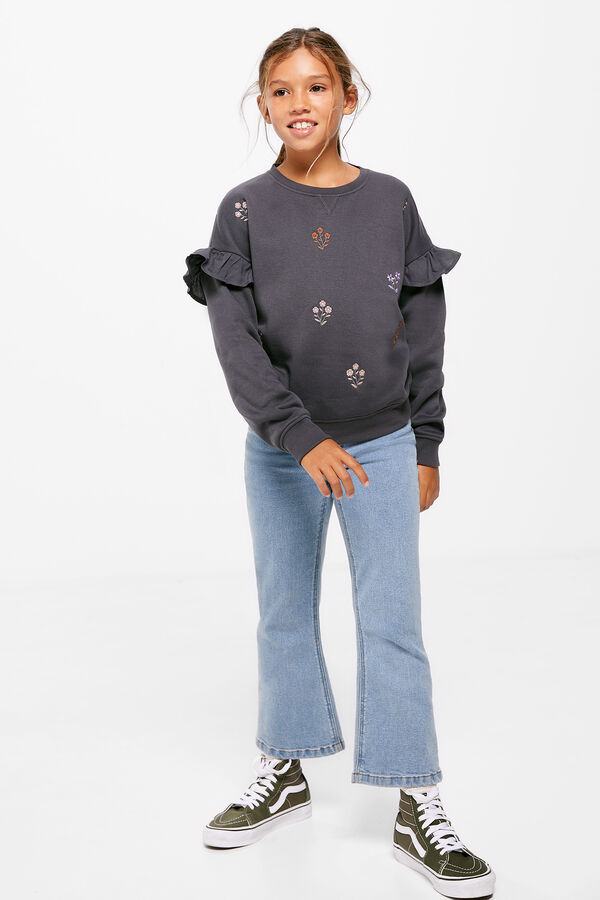 Springfield Sweatshirt flores menina cinza claro