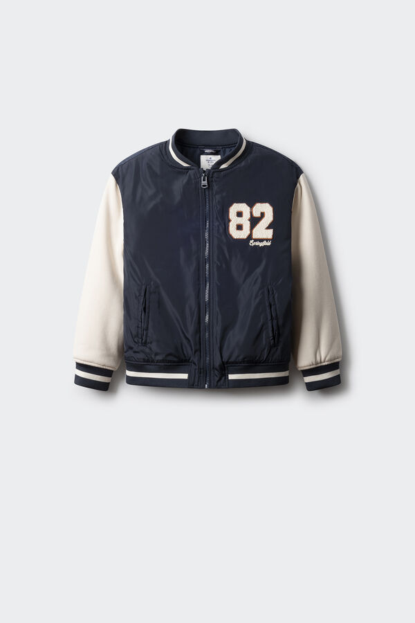 Springfield Kids Jaqueta de beisebol universit&aacute;ria masculina azul