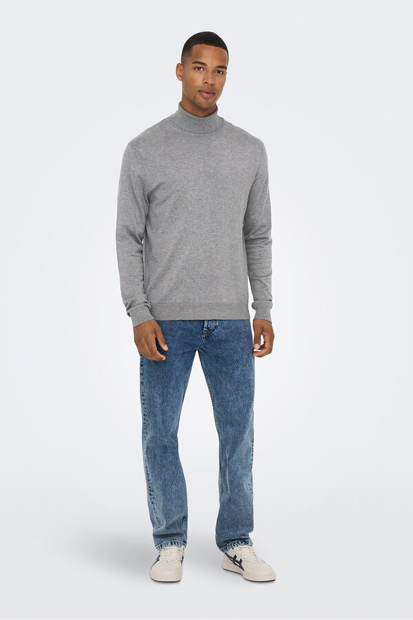 Only & Sons Jersey cuello vuelto gris