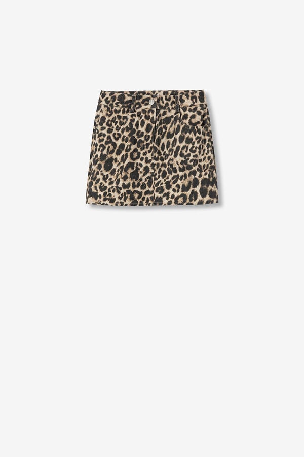 Tiffosi Young Falda-Pantal&oacute;n vaquera de leopardo negro
