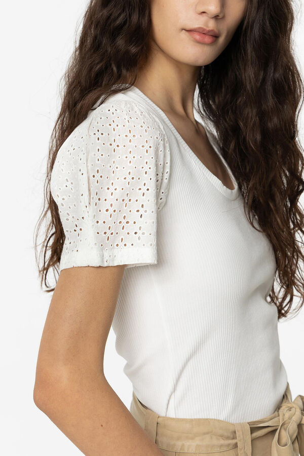 Tiffosi T-shirt com bordado ingl&ecirc;s branco